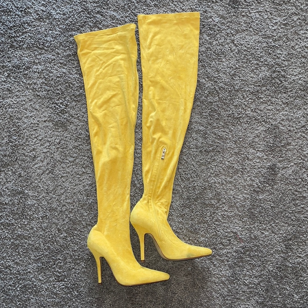 Thigh High Sock Yellow Boots